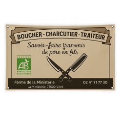 Bâche signalétique boucherie résistante simple avec œillets dans les coins - 340 g/m² | Proébo
