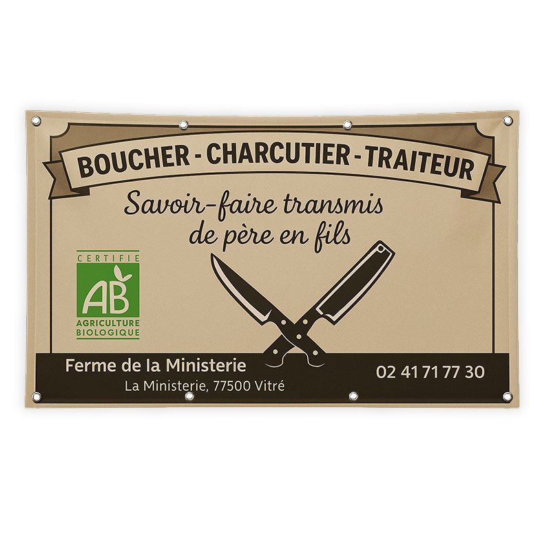 Banderole publicitaire résistante simple avec œillets tous les 50 cm - 340 g/m² | Proébo Banderole publicitaire résistante simple avec œillets tous les 50 cm - 340 g/m² | Proébo