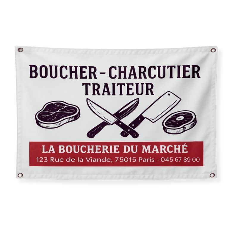 Banderole publicitaire résistante simple avec œillets dans les coins - 510 g/m² | Proébo Banderole publicitaire résistante simple avec œillets dans les coins - 510 g/m² | Proébo