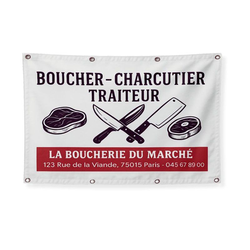 Banderole publicitaire résistante simple avec œillets tous les 50 cm - 510 g/m² | Proébo Banderole publicitaire résistante simple avec œillets tous les 50 cm - 510 g/m² | Proébo