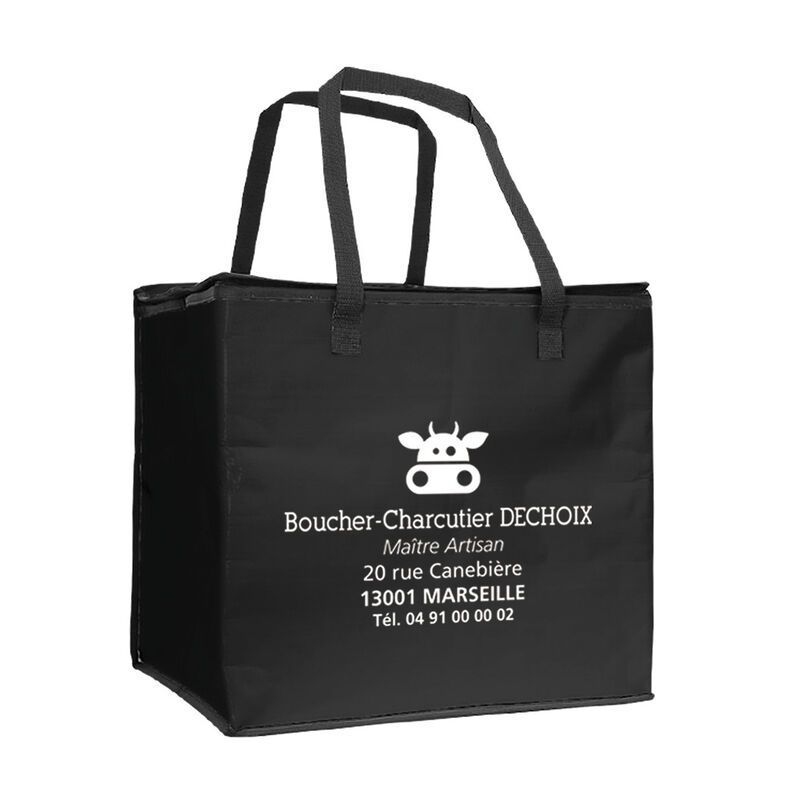 Sac isotherme polypropylene tisse noir personnalisable | Proébo
