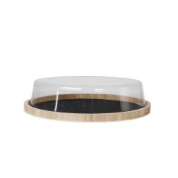 Couvercle transparent pour plateau bois rond