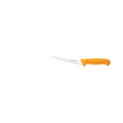 Couteau15 cm à Saigner - Courbe, alvéole, Droit Large - Manche Jaune