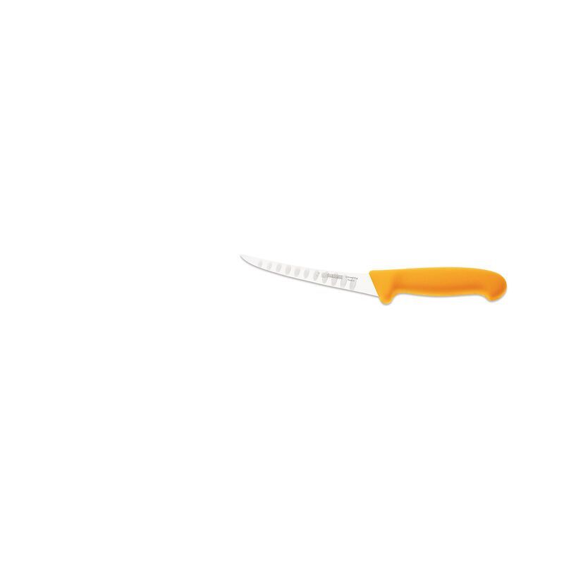 Couteau15 cm à Saigner - Courbe, alvéole, Droit Large - Manche Jaune