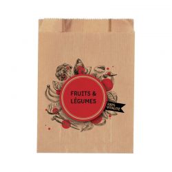 Sachet kraft brun vergé 40 g - 3 kg fruits et légumes - Rouge