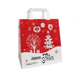 Sac papier kraft 80 g poignées plates - motif "Fêtes"
