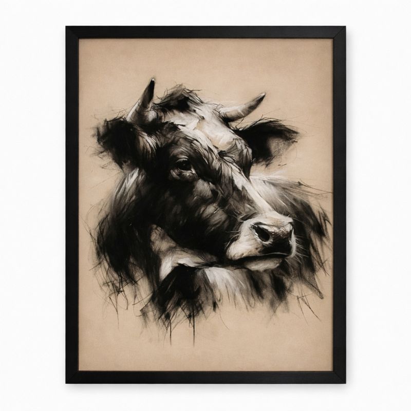 Tableau vache 40x60cm evolution noir mat