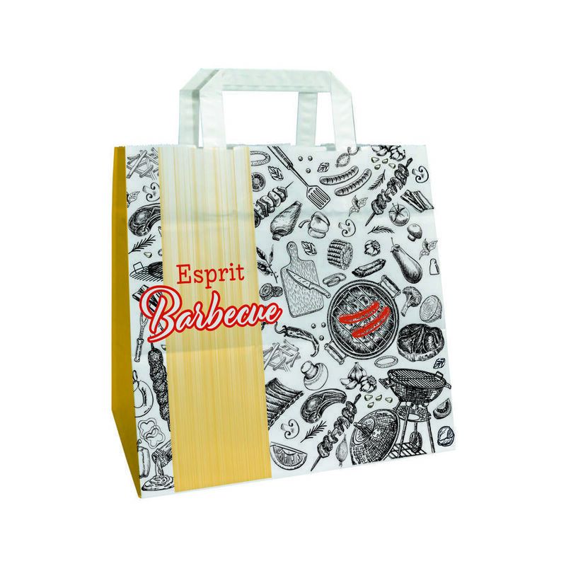 Sac papier poignées plates - Motif Barbecue festif