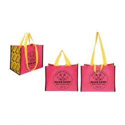 Sac non tisse recyclé double anse - rose & jaune