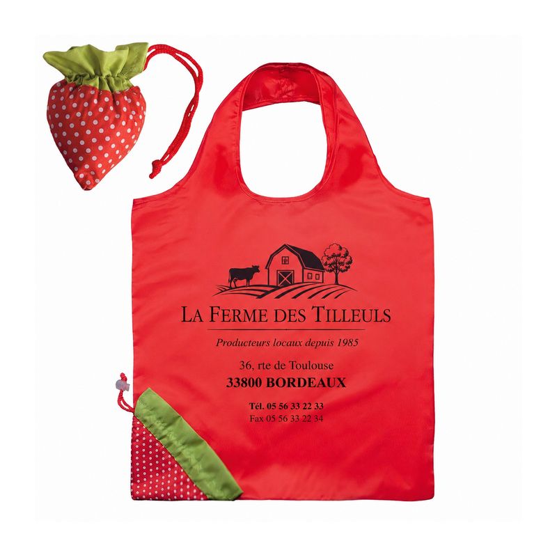 Sac polyester pliable rouge - modeèe fraise