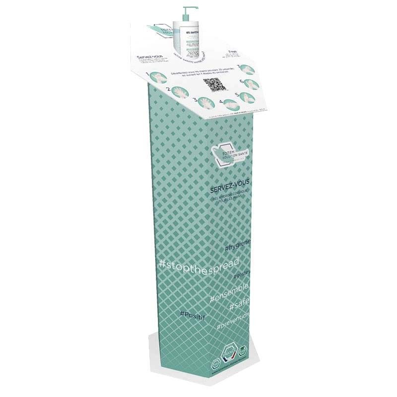 Borne distributrice de gel hydroalcoolique 100% mécanique et sans contact Borne distributrice de gel hydroalcoolique 100% mécanique et sans contact