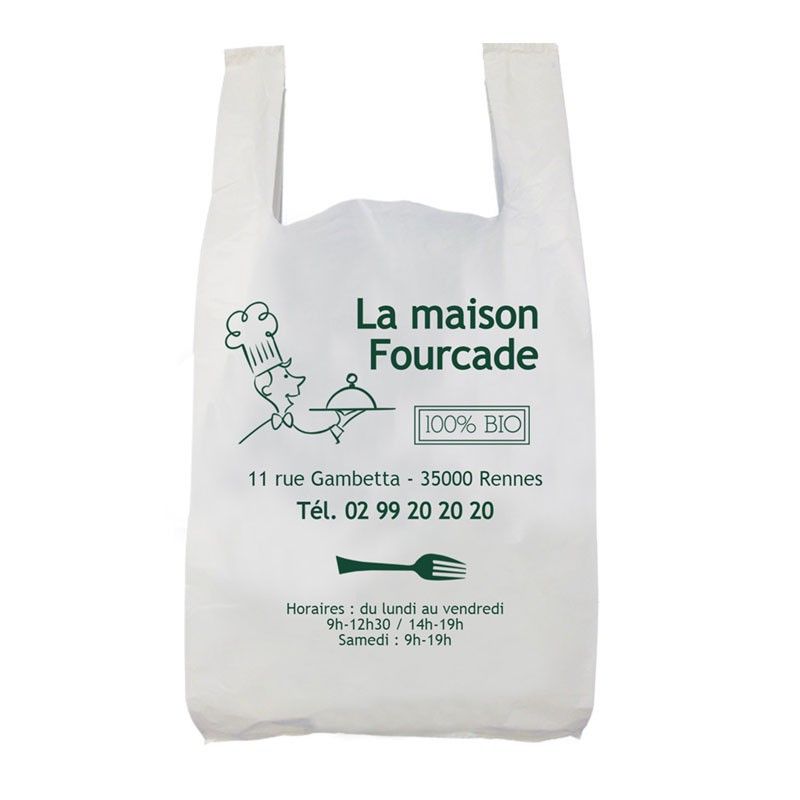 Sac plastique bretelle blanc - Personnalisable Sac plastique bretelle blanc - Personnalisable