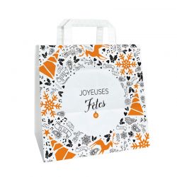 Sac papier poignées plates - Motif Noël chic