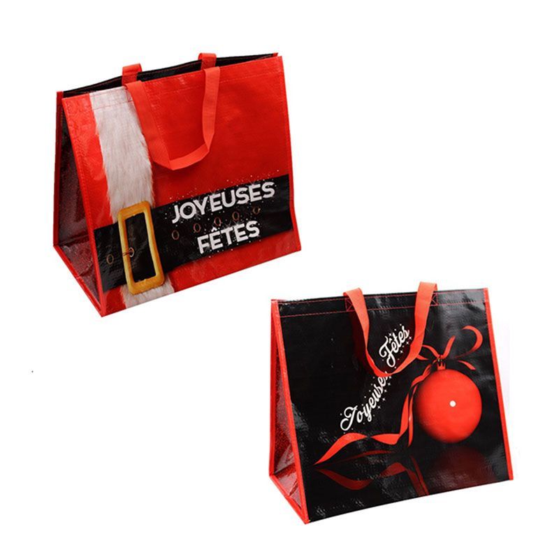 Sac réutilisable motif Noël Anses rouge Sac réutilisable motif Noël Anses rouge