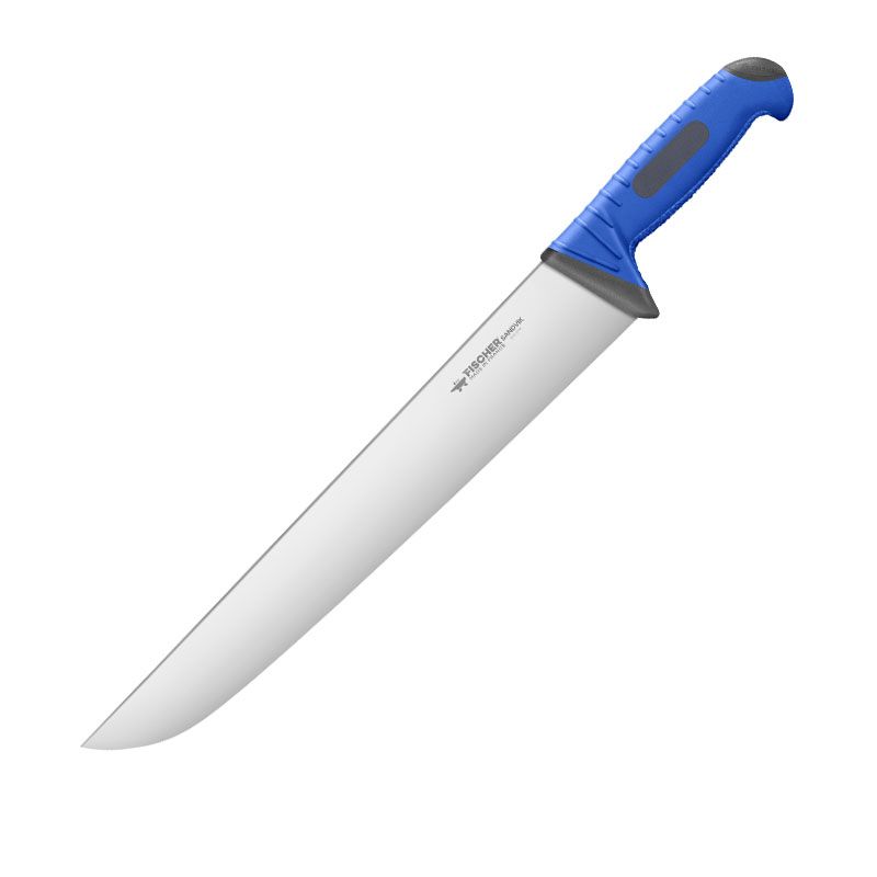 Couteau trancheur boucherie manche bleu 30 cm