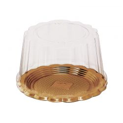 Cloche pâtisserie transparente et or - Ø 12 cm | Proébo