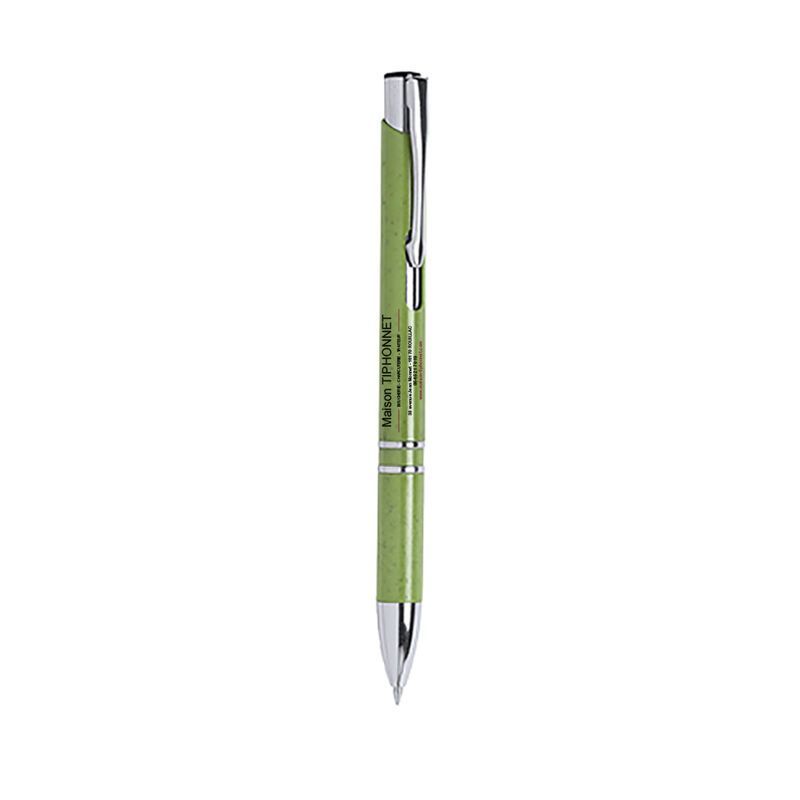 Stylo personnalisable paille de blé et métal vert | Proébo