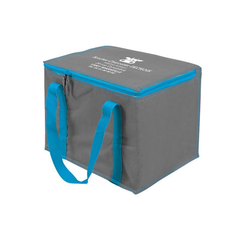 Sac glacière isotherme personnalisable gris et bleu | Proébo