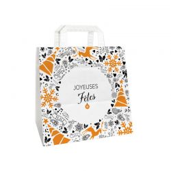 Sac papier kraft 80 g poignées plates - motif Noel Chic