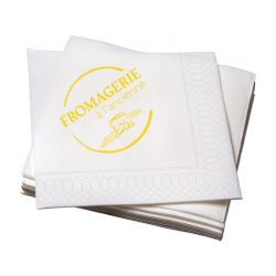 Serviette 2 plis en ouate blanche personnalisable - 30 x 30 cm