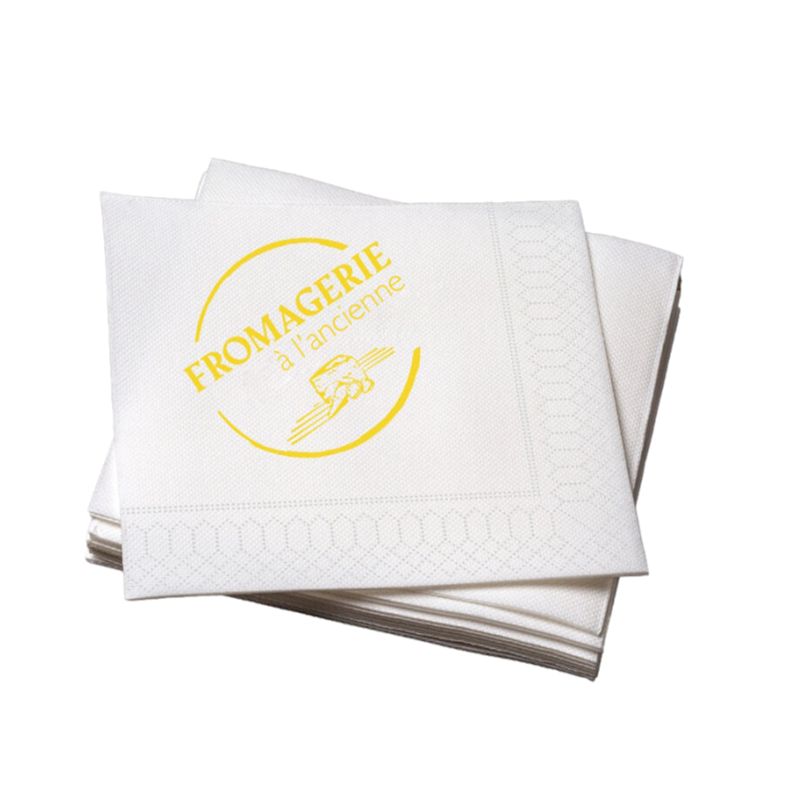 Serviette 2 plis en ouate blanche personnalisable - 20 x 20 cm