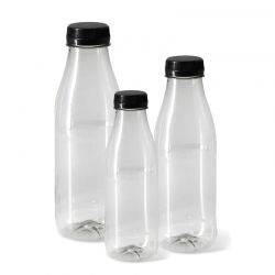 Bouteille en plastique vide avec bouchon noir