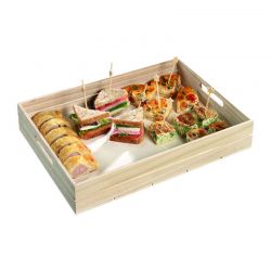 Plateau bois empilable avec poignées - 38x27,5x6,7 cm 