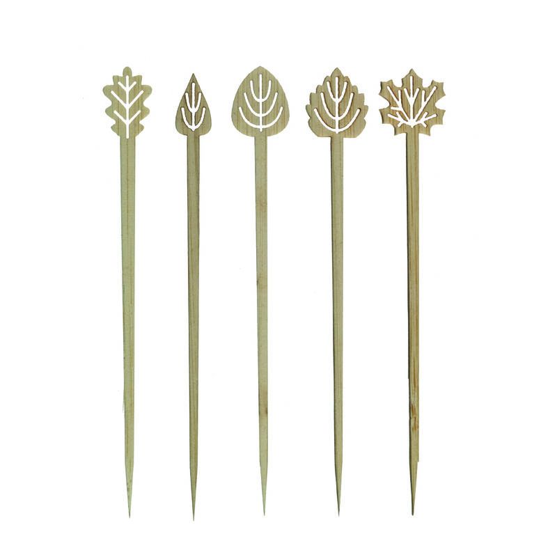 Pique bois de bambou - Décor feuilles Pique bois de bambou - Décor feuilles
