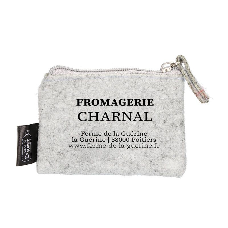 PORTE MONNAIE EN FEUTRINE GRIS PERSONNALISABLE | Proébo