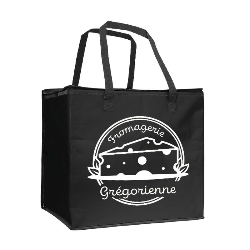 SAC ISOTHERME POLYPROPYLENE TISSE NOIR PERSONNALISABLE | Proébo
