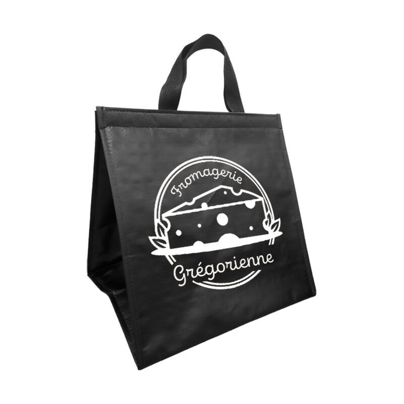 SAC ISOTHERME XXL POLYPROPYLENE TISSE NOIR PERSONNALISABLE | Proébo