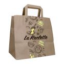 Sac papier kraft poignées plates pour fromager - motif raclette