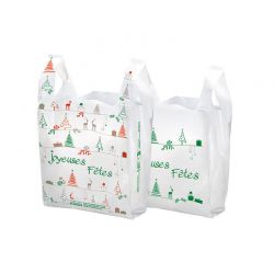 Sac fromager bretelle BD 50µ blanc - motif Joyeuses fêtes