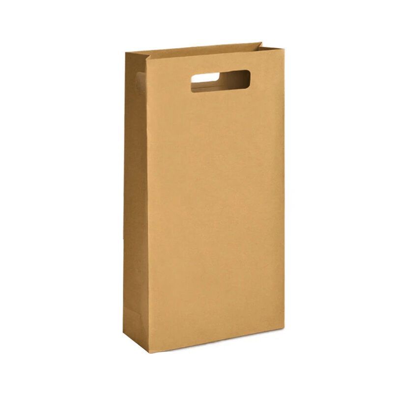 pochette 2 bouteilles kraft brun poignées découpées 18+9x42cm (10x10) pochette 2 bouteilles kraft brun poignées découpées 18+9x42cm (10x10)