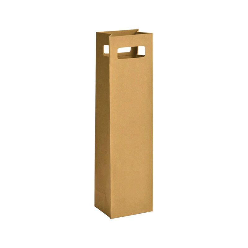 pochette 1 bouteille kraft brun poignées découpées 11+9x42cm (8x25)