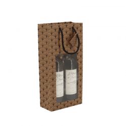 sac 2 bouteilles ginko kraft brun poignées papier 18+9x38cm (10x10)