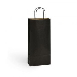 sac 2 bouteilles kraft brun vergé poignées torsadées 18+8x39cm (4x50)