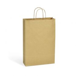 sac 3 bouteilles kraft brun poignées torsadées 26+8x39cm par 150