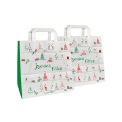 Sac papier kraft 80 g poignées plates - motif "Fêtes"