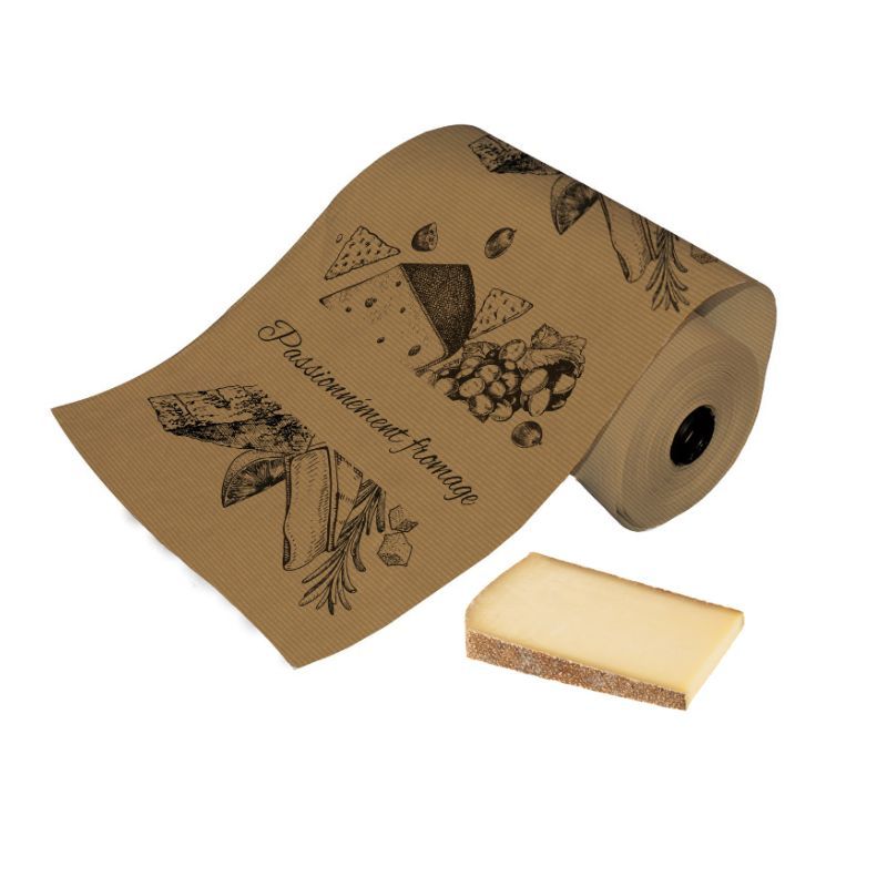 Papier alimentaire fromager thermokraft en bobinot - motif passionnément fromage