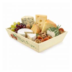 Corbeille bois motif Joyeuses Fêtes - 35x25x7 cm