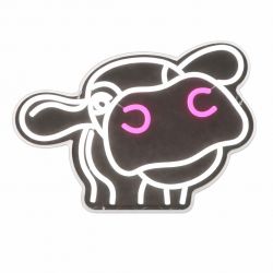 Neon Vache - 40x30cm - Blanc & Rose
