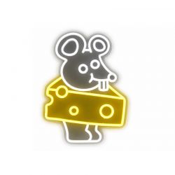 Neon Souris Gruyère - 40x30cm - Jaune & Blanc