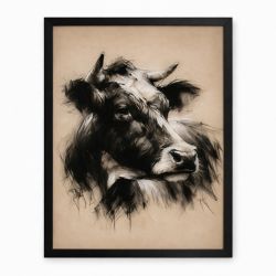 Tableau vache 40x60cm evolution noir mat