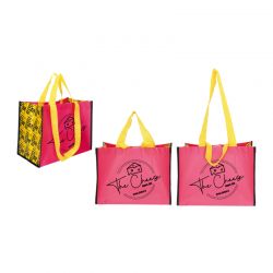 Sac non tisse recyclé double anse - rose & jaune
