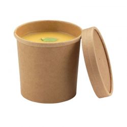 Pot à soupe avec couvercle carton brun micro ondable recyclable | Proébo Lesmayoux