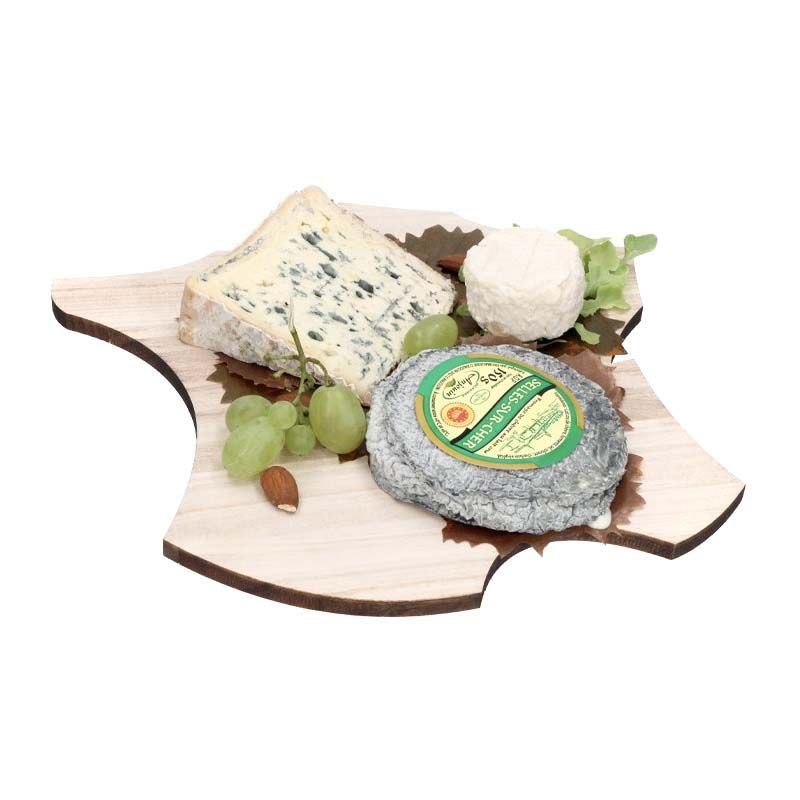 Plateau fromage bois avec fond carton et couvercle