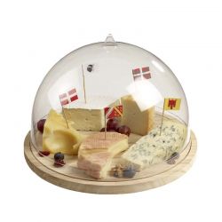 Plateau à fromage en bois et cloche dome