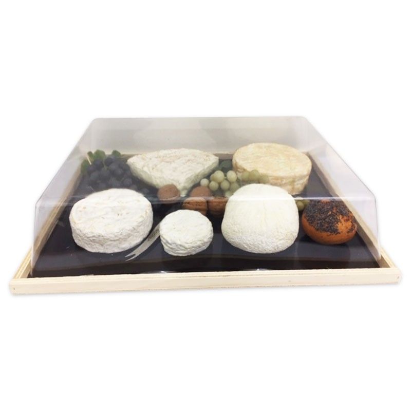 Cloche à fromage, planche à fromage, planche en bambou avec couvercle en  plastique 26 x 26 cm