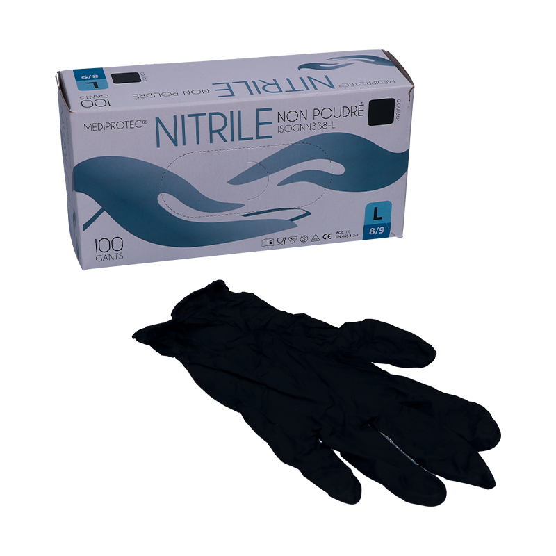 Gants nitrile noir non poudré